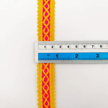 Orange Cotton Fabric Lace Trim with Yellow Thread Embroidery, Trim By 3 Yards, Craft Decorative Ribbon
